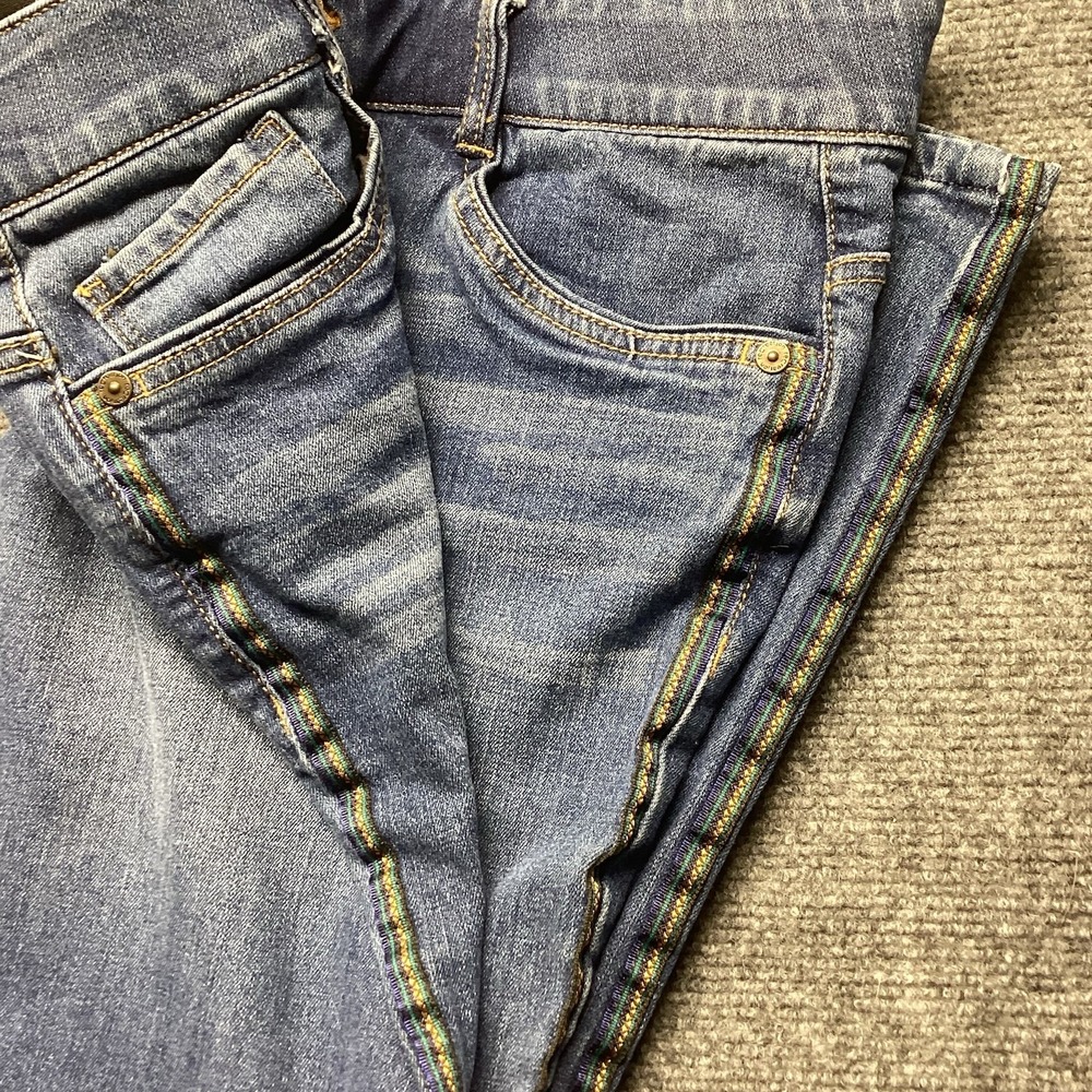 reCreation Women's Size 8 Side Stripe Embroidered Comfort Waist Skinny Jeans